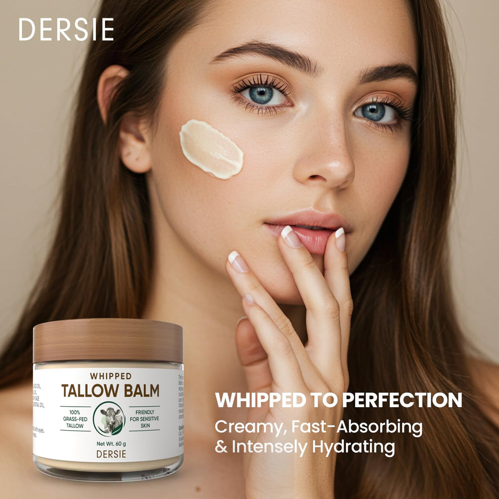 Dersie whipped tallow cream texture swirl illustrating airy moisture.