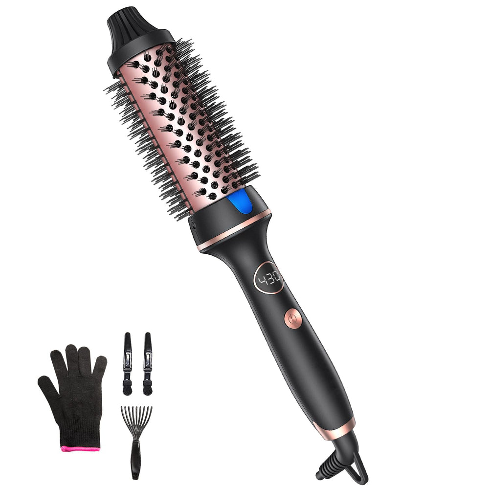 Desalo brosse thermique 1,5 pouce en action pour un coiffage volumineux.