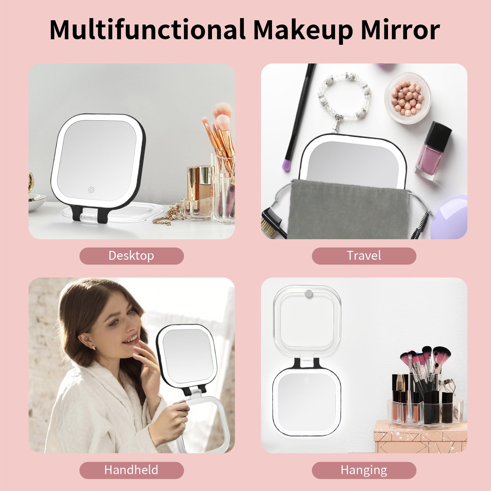 DESCHEN Miroir avec batterie rechargeable 2000mAh et usage sans fil