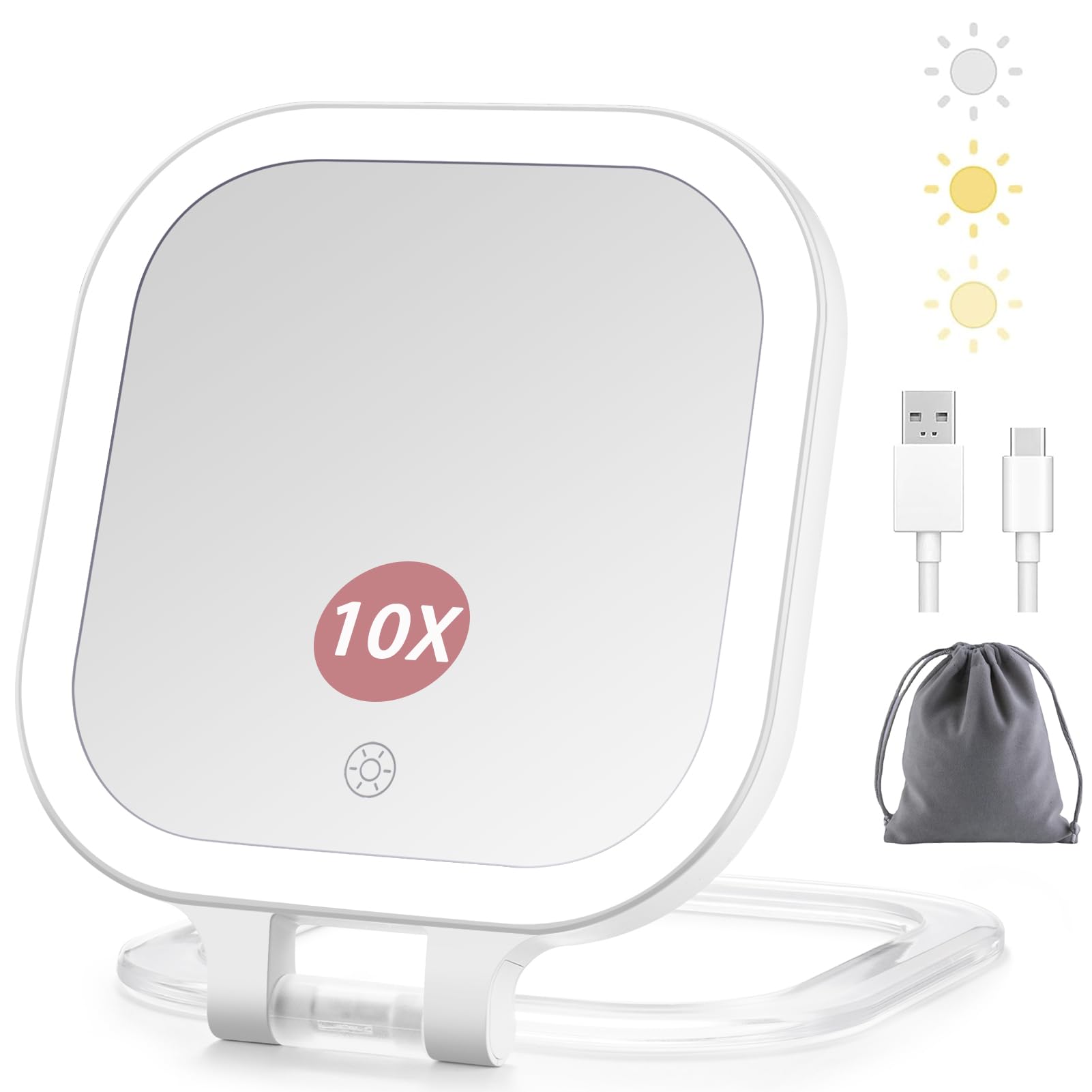 DESCHEN miroir-maquillage-portable lumineux pour retouches rapides en déplacement.