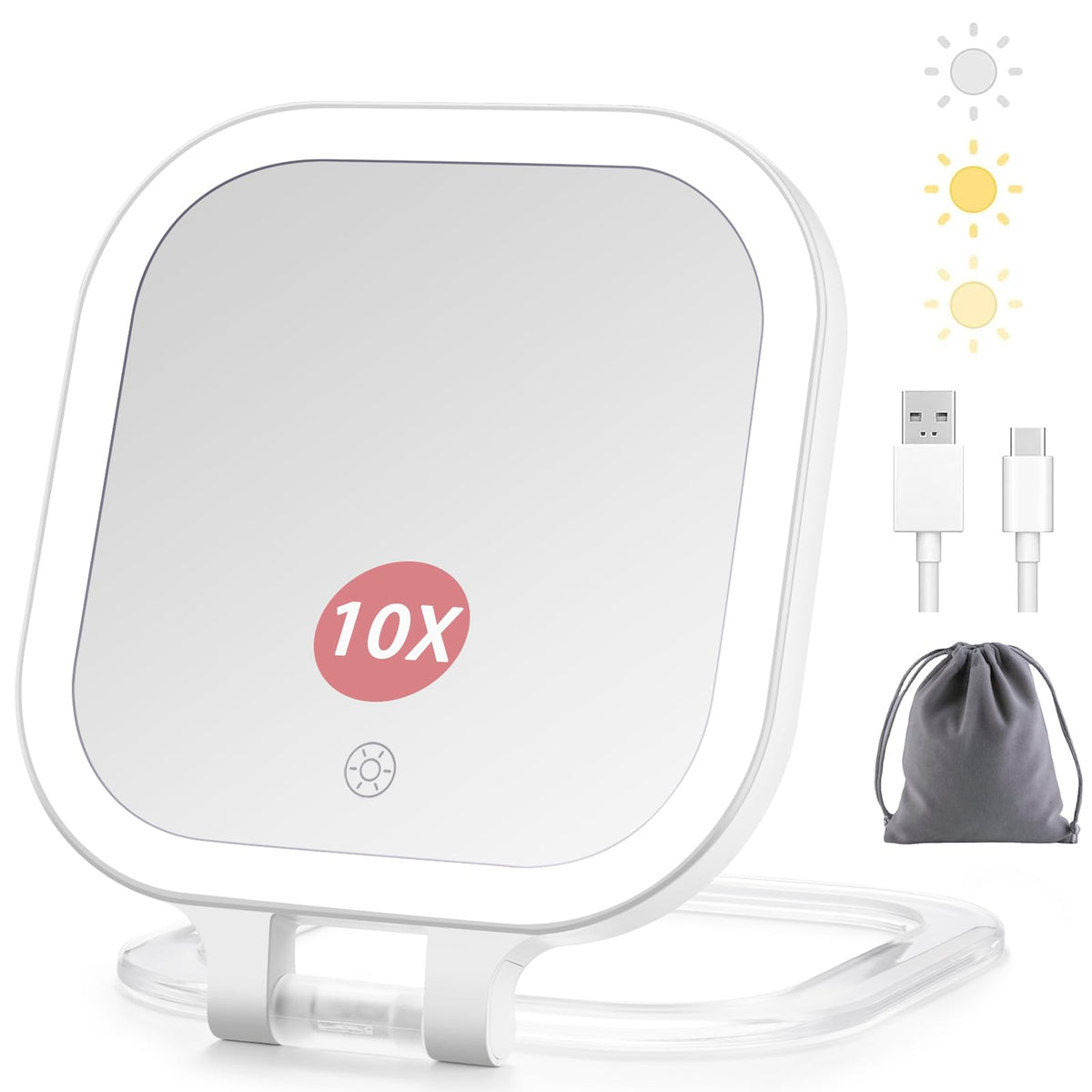 DESCHEN miroir-maquillage-portable lumineux pour retouches rapides en déplacement.