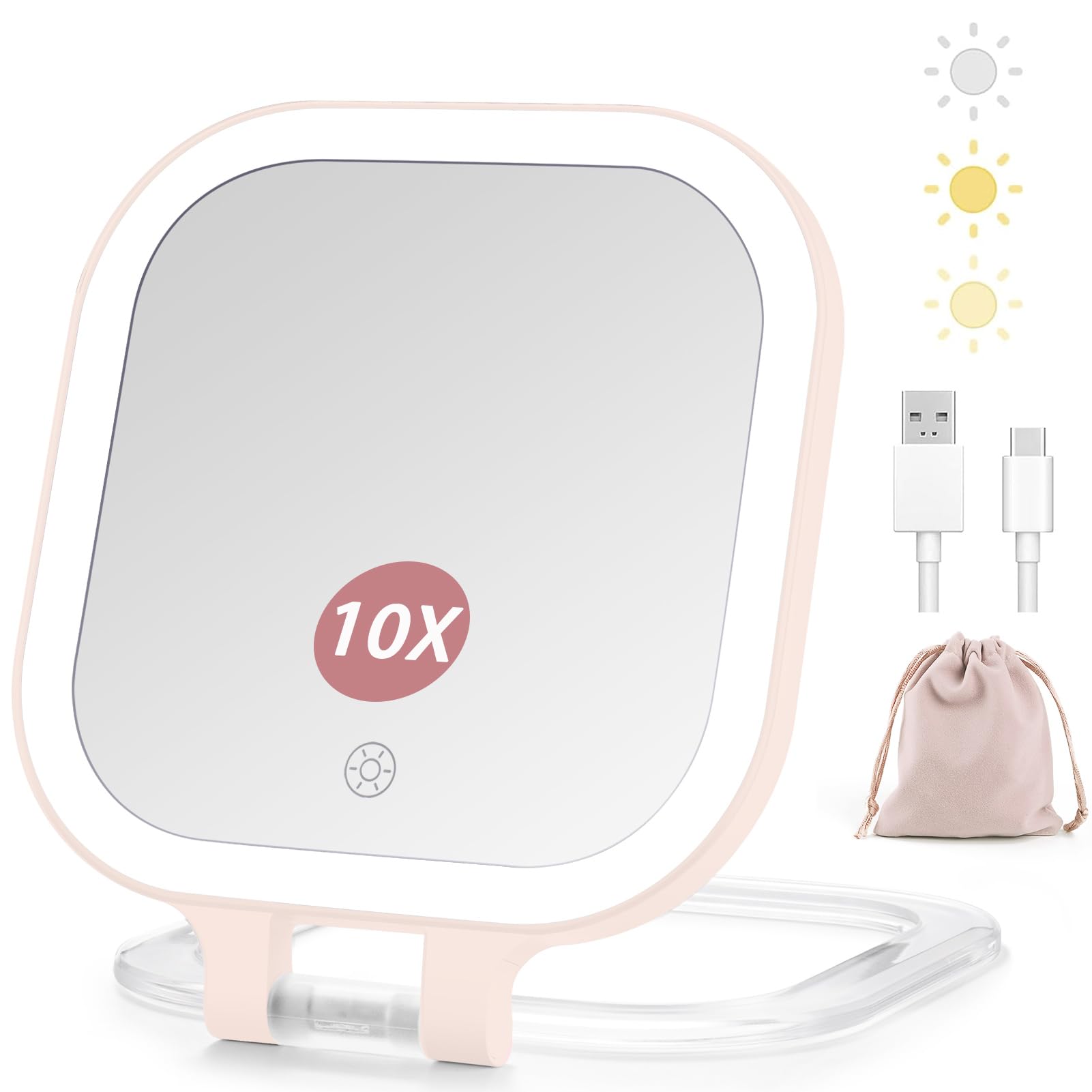 DESCHEN miroir maquillage voyage côté 10x double face pour détails précis