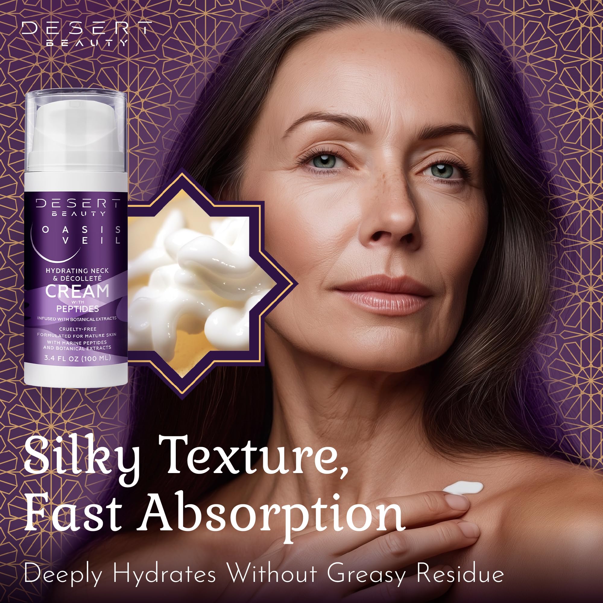 Desert Beauty Crème Pompe Sans Air: système sans air pour une application propre.