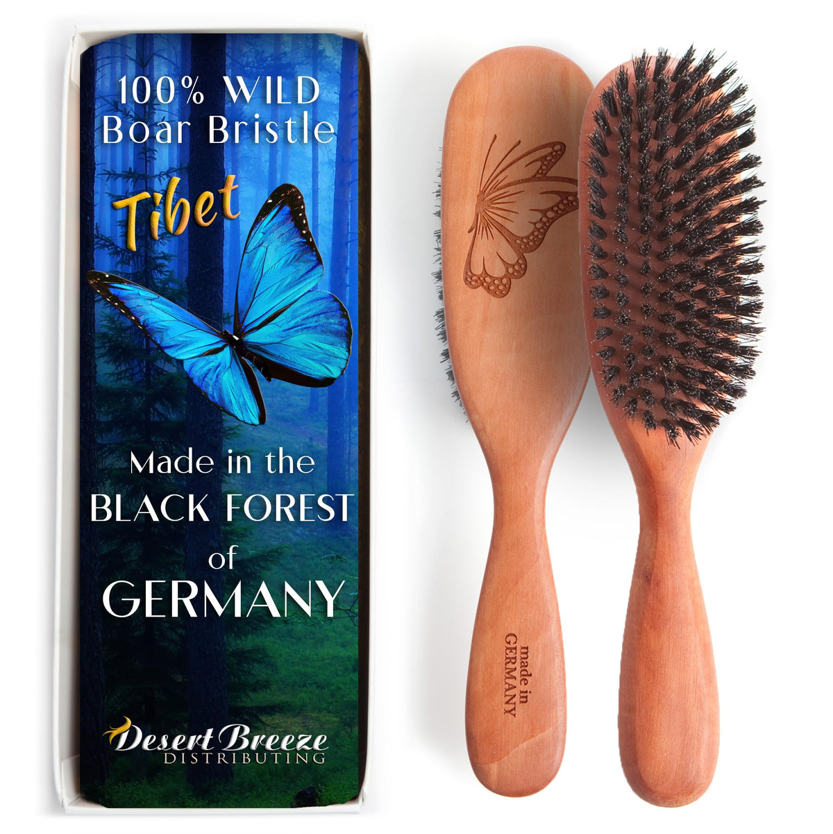 Desert Breeze Tibet : brosse poils sanglier pour cheveux fins et délicats, douceur naturelle.