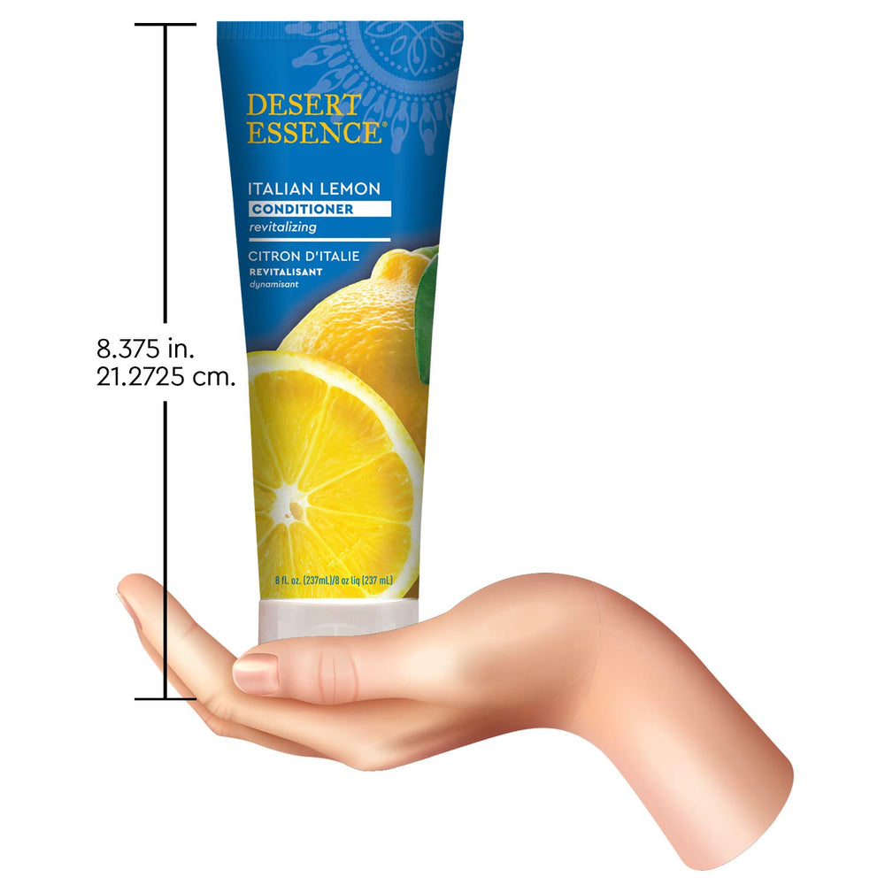 Desert Essence Conditionneur Citron Italien – texture crème onctueuse prête à être appliquée.