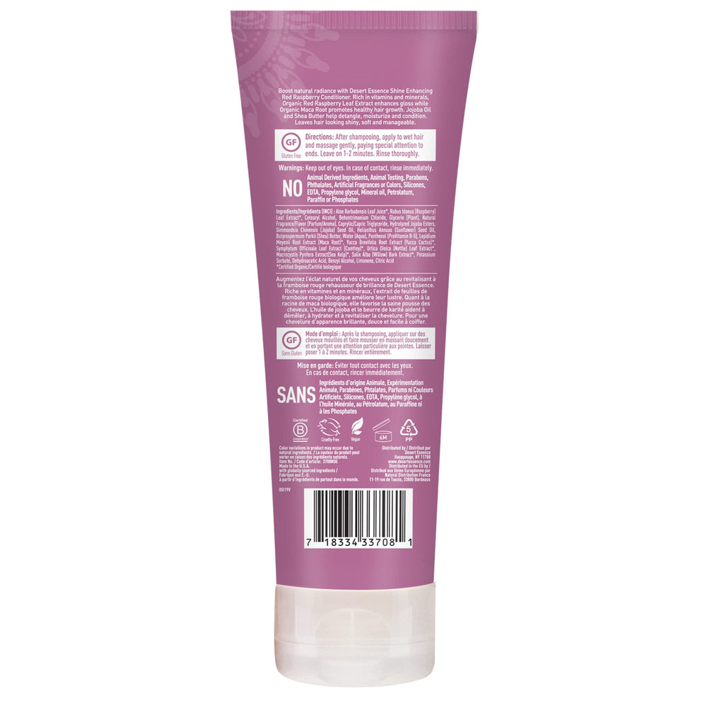 Desert Essence Framboise Rouge, texture crèmeuse démêlant en douceur.