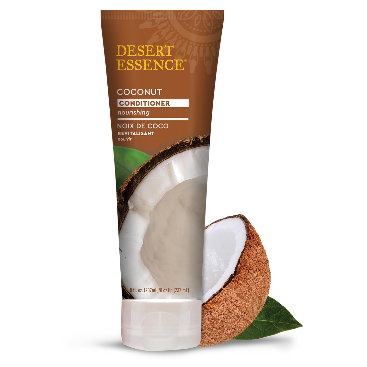 Desert Essence Conditionneur Noix de Coco, bouteille 237 ml, hydratation douce pour cheveux secs.