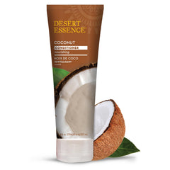 Desert Essence Conditionneur Noix de Coco, bouteille 237 ml, hydratation douce pour cheveux secs.