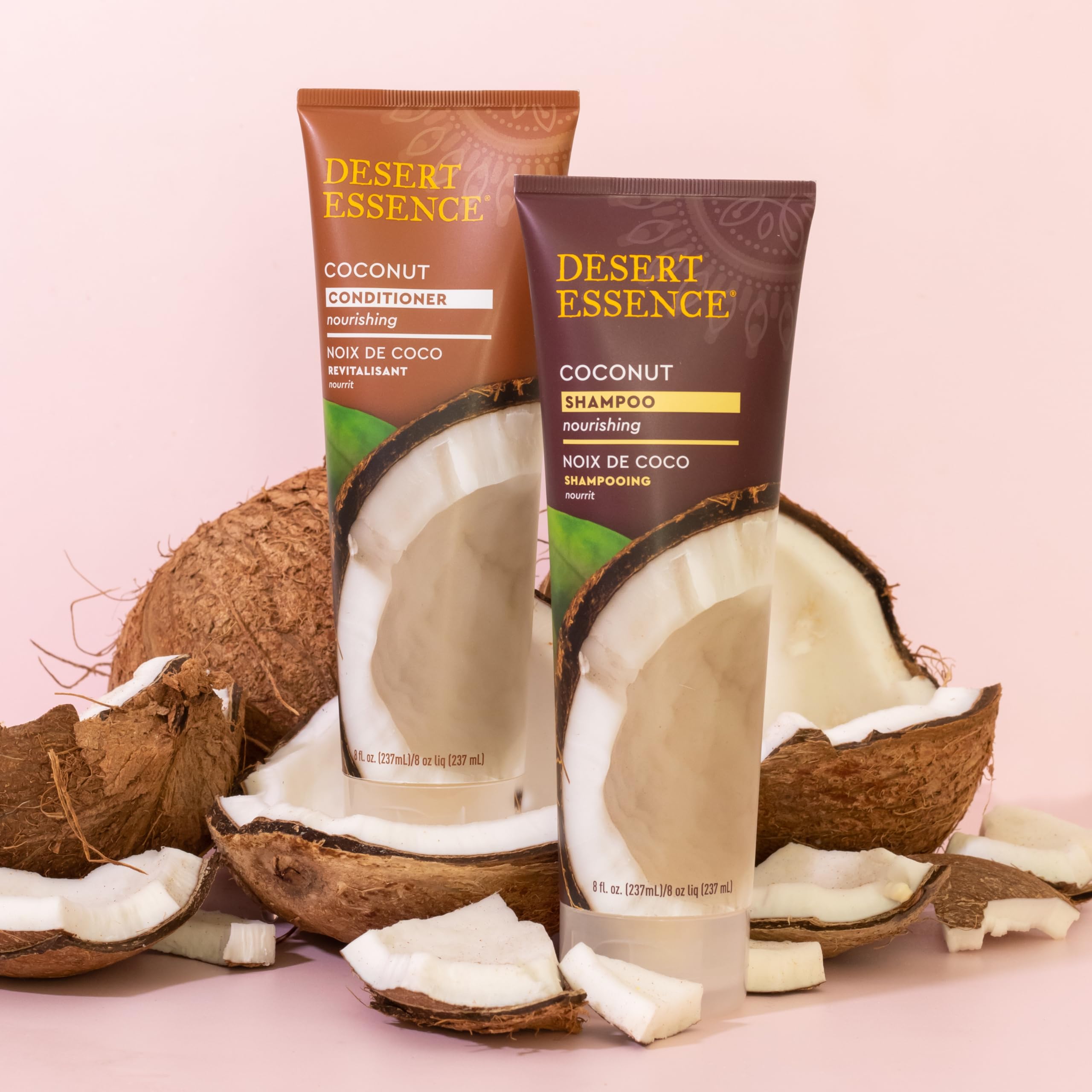 Desert Essence Conditionneur Noix de Coco, certifié B-Corp pour pratiques durables.