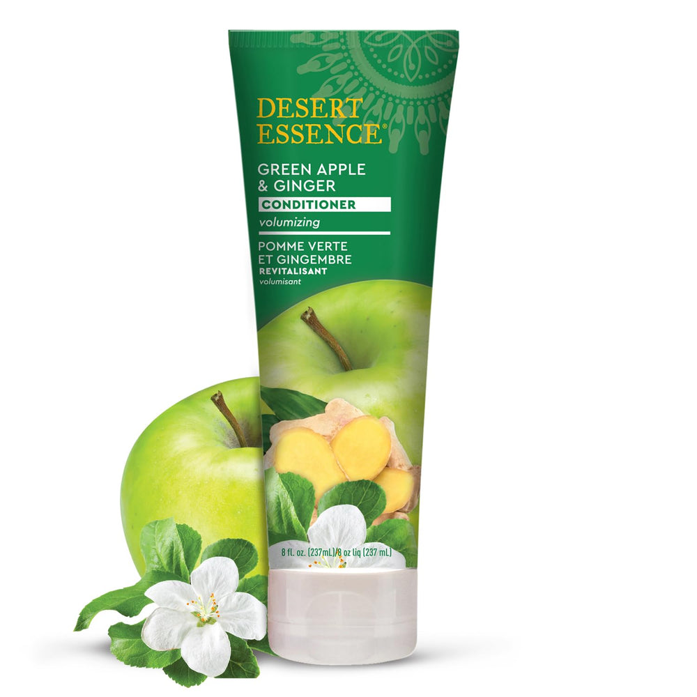 Desert Essence Conditionneur Pomme Verte Gingembre, pour cheveux volumisés et nourris au quotidien.