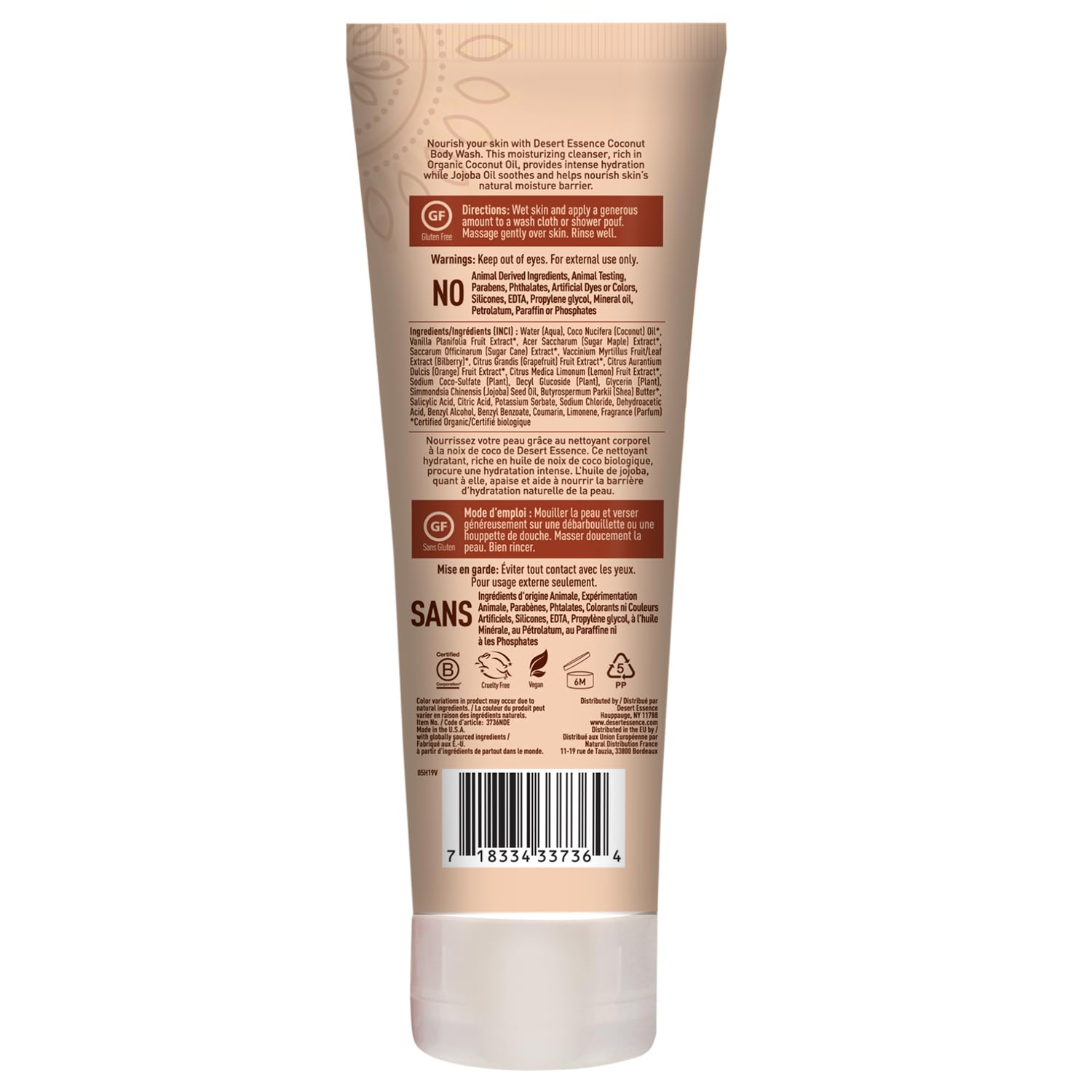 Desert Essence Emballage Éco-Responsable – conditionnement recyclable.