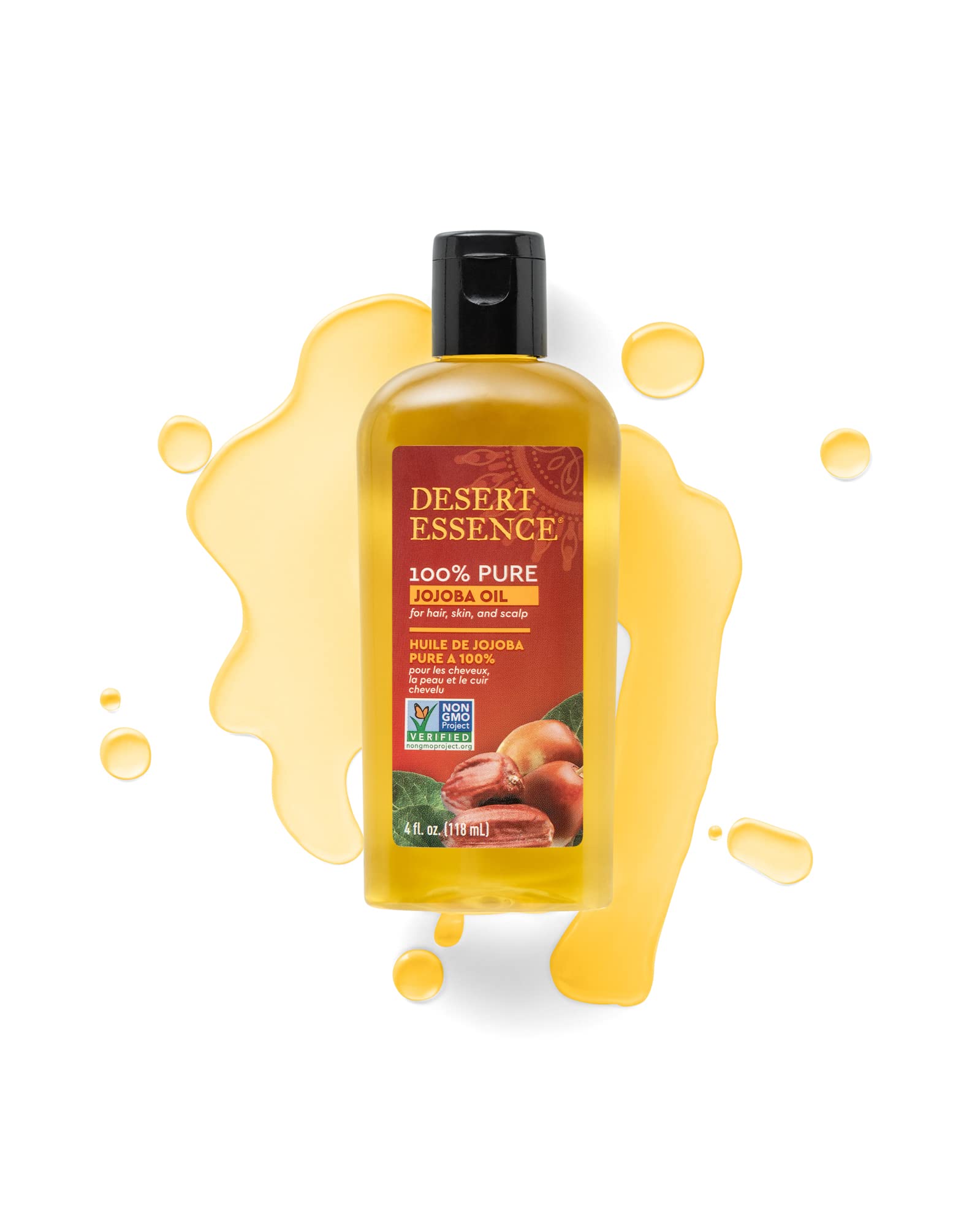 Desert Essence Huile de jojoba sur visage, démaquillage doux