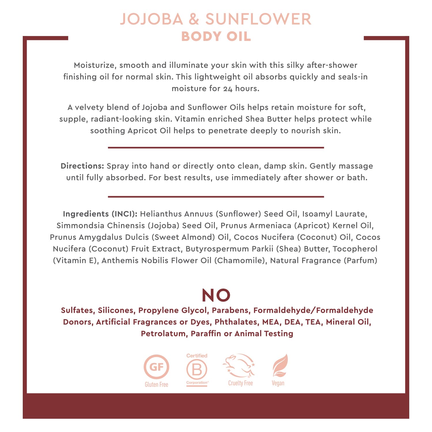 Desert Essence ingrédients jojoba tournesol nourrissent la peau
