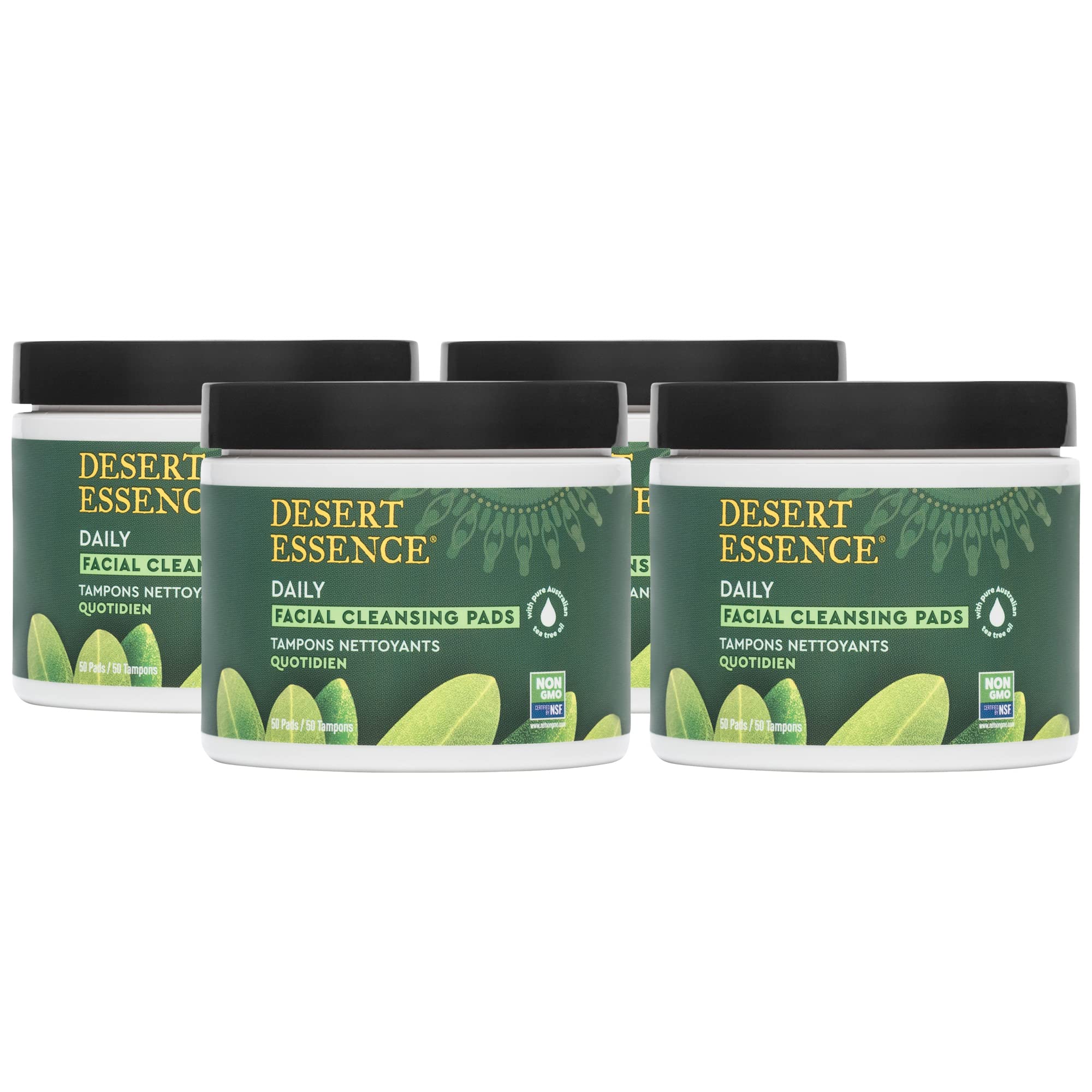 Desert Essence lingettes visage huile arbre à thé pour nettoyage rapide sans rinçage