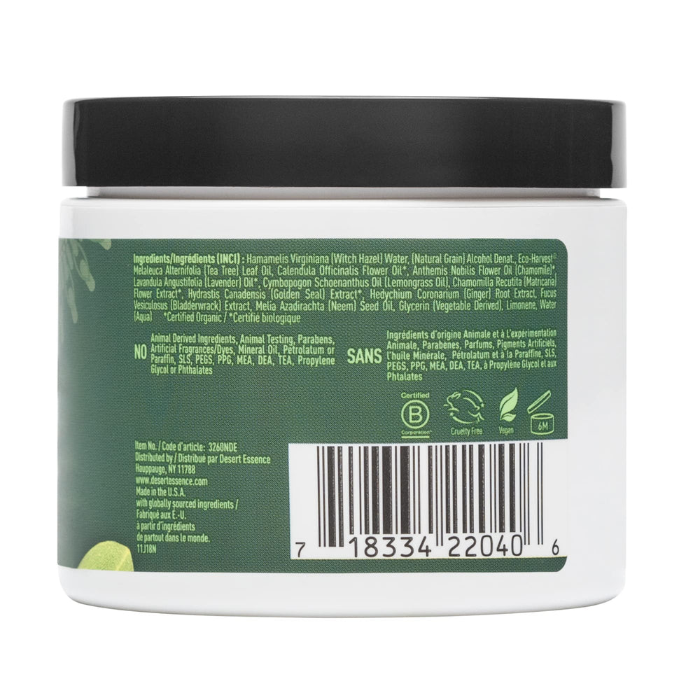 Desert Essence lingettes visage purifiantes huile arbre à thé et pores resserrés