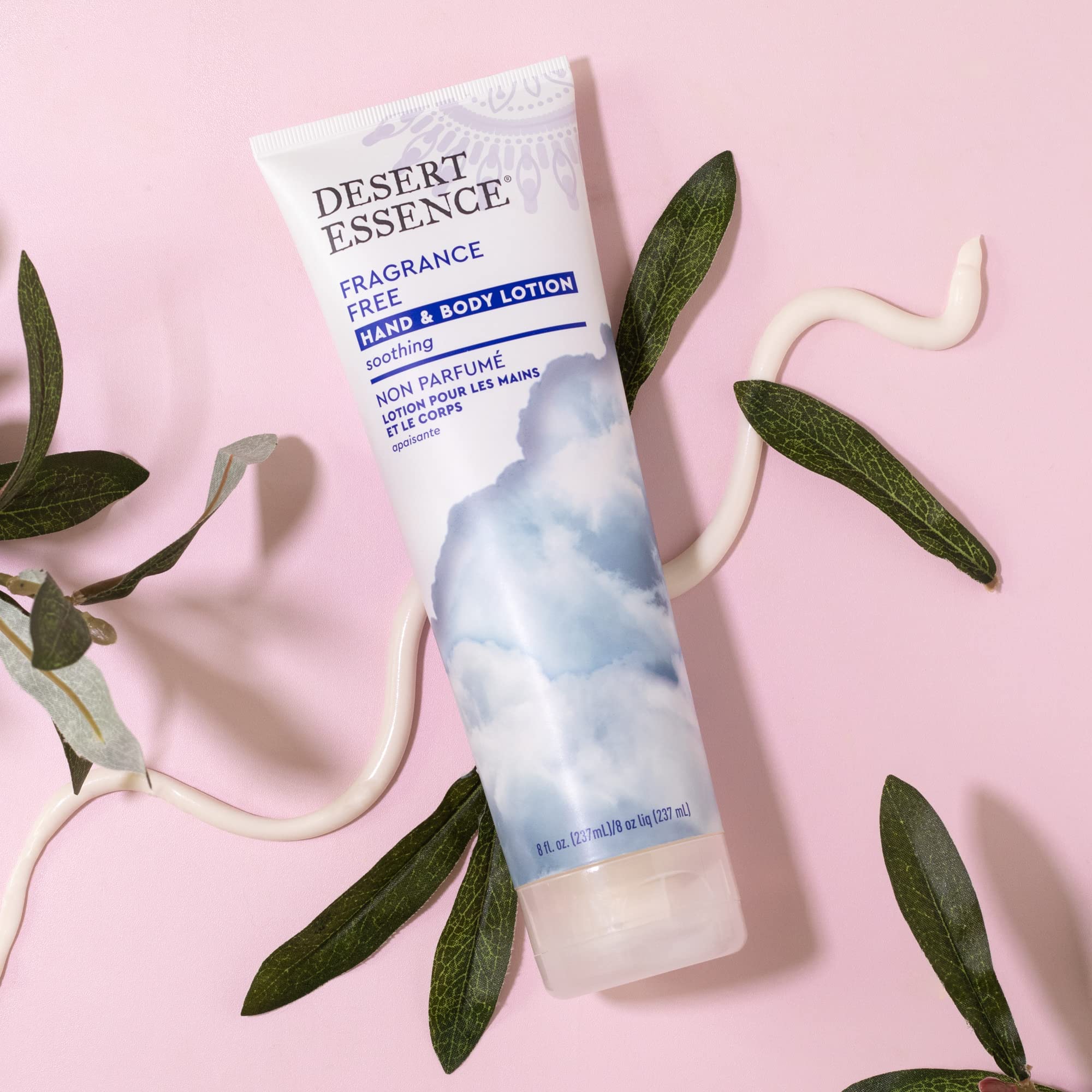 Desert Essence lotion mains-corps sans parfum, usage quotidien pour peau nourrie et confortable
