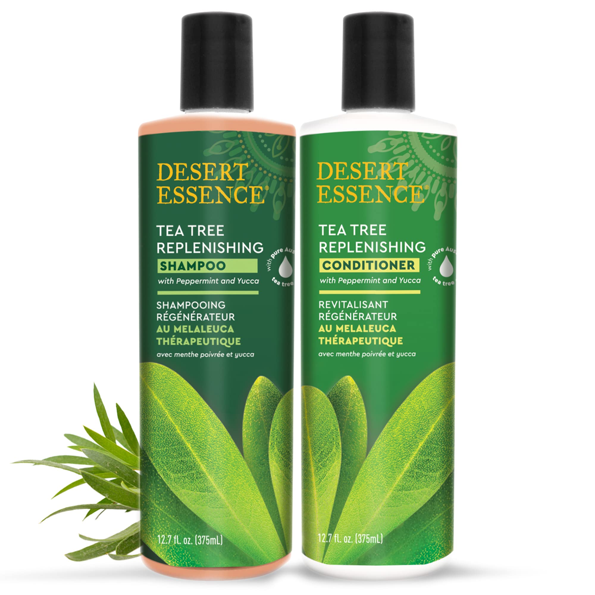 Desert Essence Emballage recyclable - soin capillaire léger pour tous cheveux.