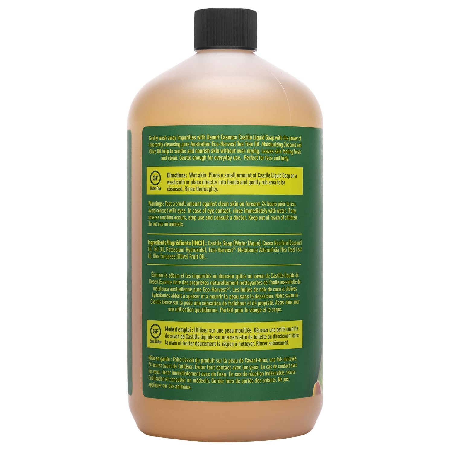 Desert Essence formule sans additifs nuisibles, adaptée peau sensible.