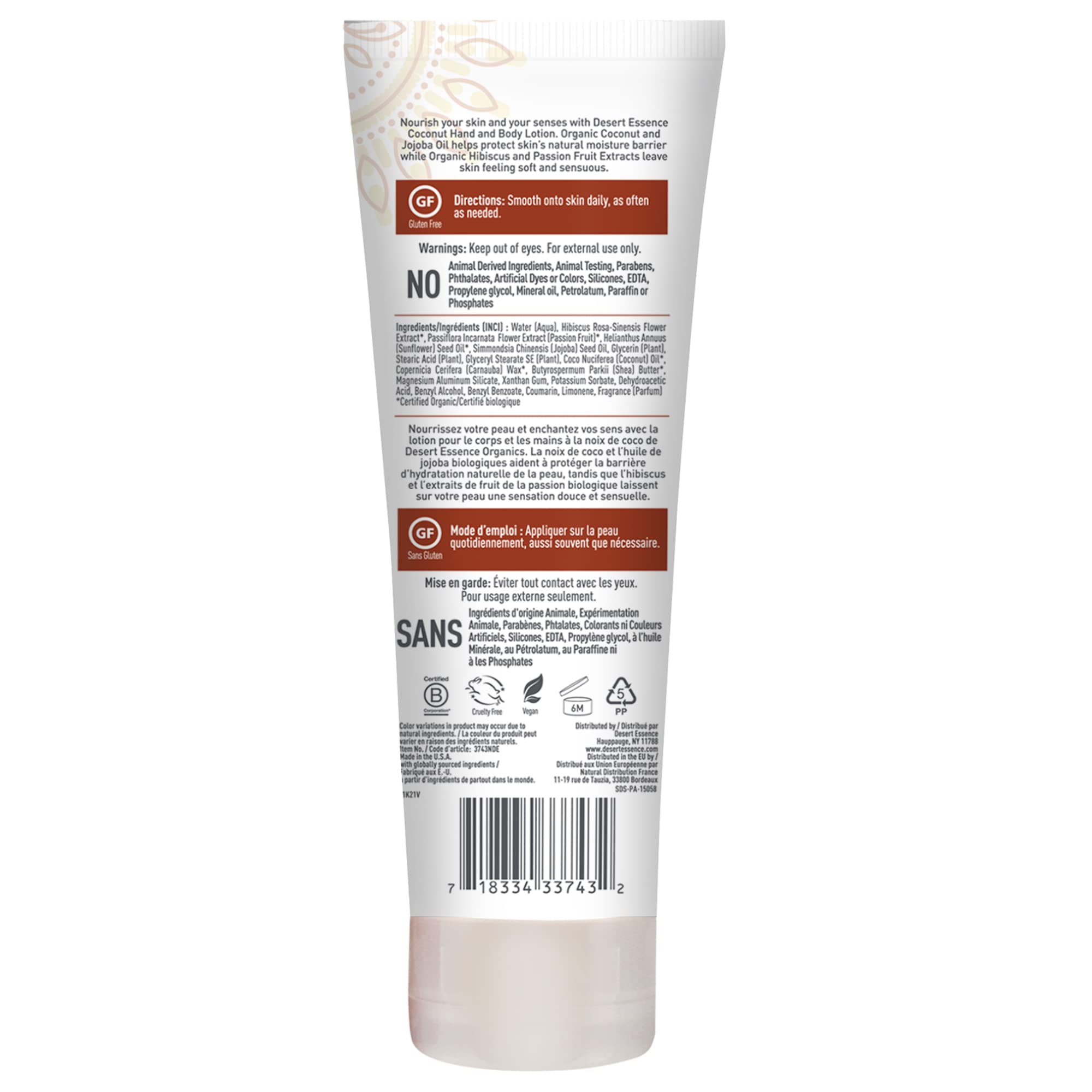 Desert Essence – Senteur coco délicate après application.