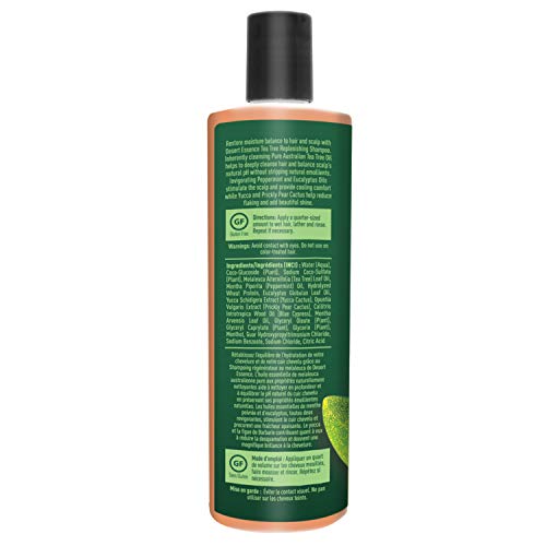 Desert Essence Shampoing Arbre à Thé – huile de menthe poivrée pour une sensation rafraîchissante.