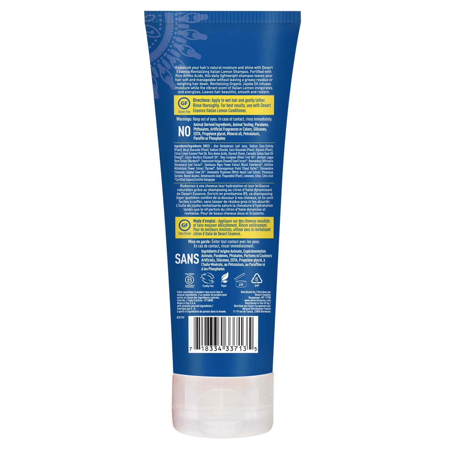 Texture mousse légère Desert Essence Shampoing Citron Italien.