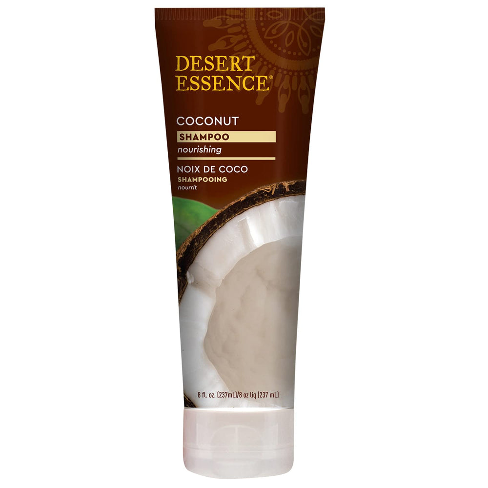 Desert Essence Shampoing Coco – texture crème et parfum coco doux.
