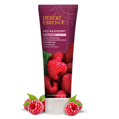 Shampoing Desert Essence Framboise Rouge, mise en avant de la brillance.