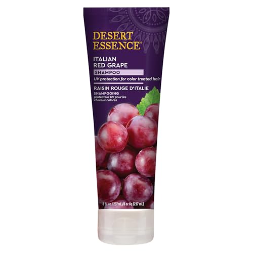 Desert Essence Shampoing Raisins Rouges Italien – etiquette: produit bio et sans cruauté.