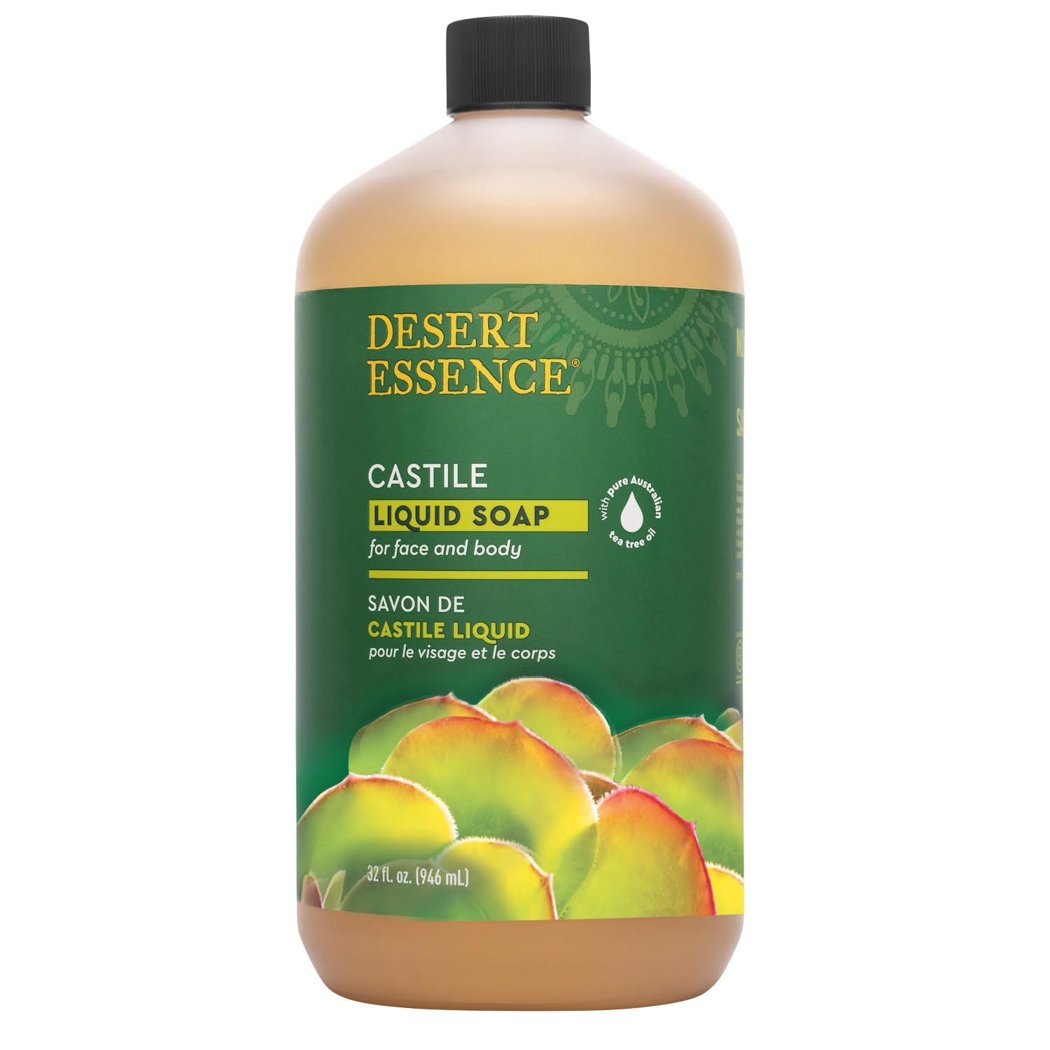 Desert Essence savon Castile, texture crèmeuse pour une expérience nettoyante agréable.