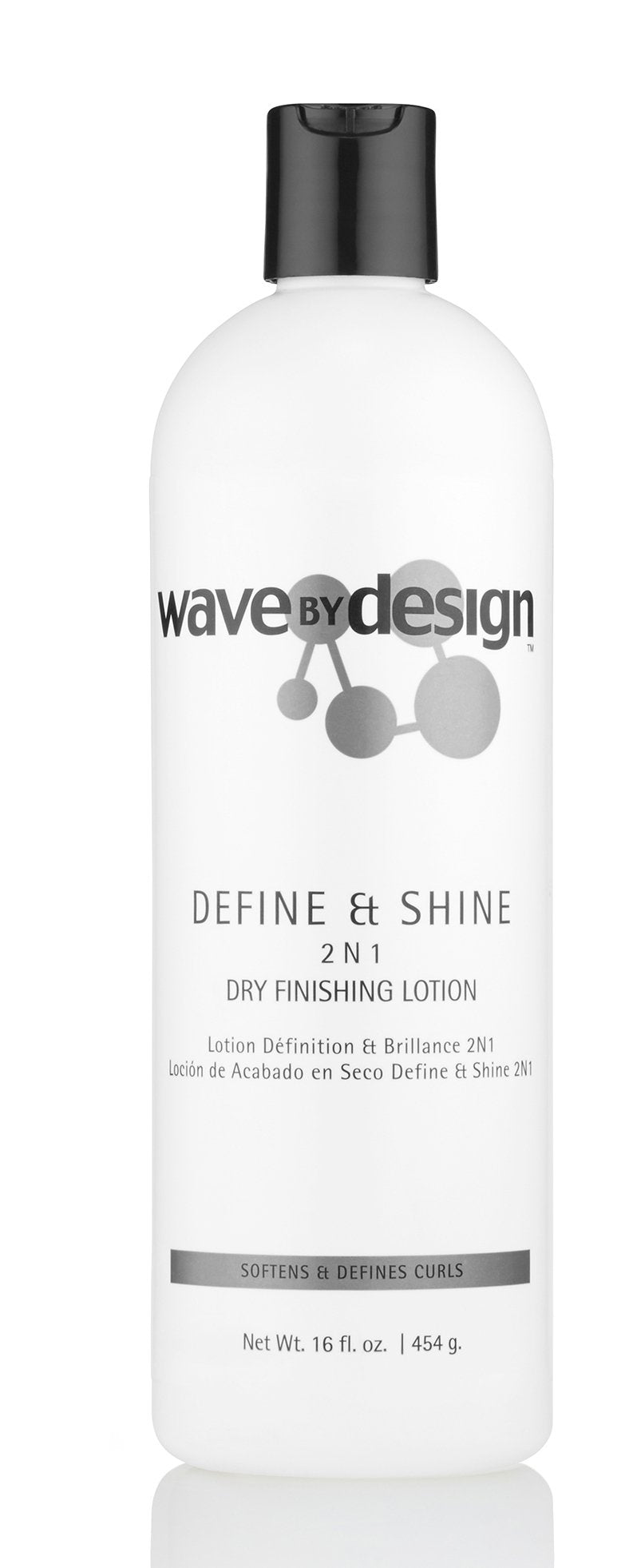 Bouteille Design Essentials Define & Shine 16 oz prête à revitaliser les cheveux.