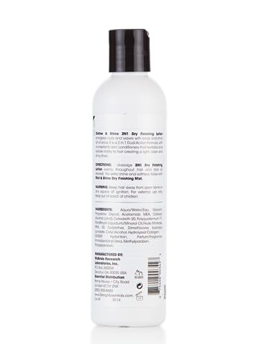 Design Essentials Define & Shine, lotion sèche anti-frizz; protège les longueurs et nourrit les boucles.