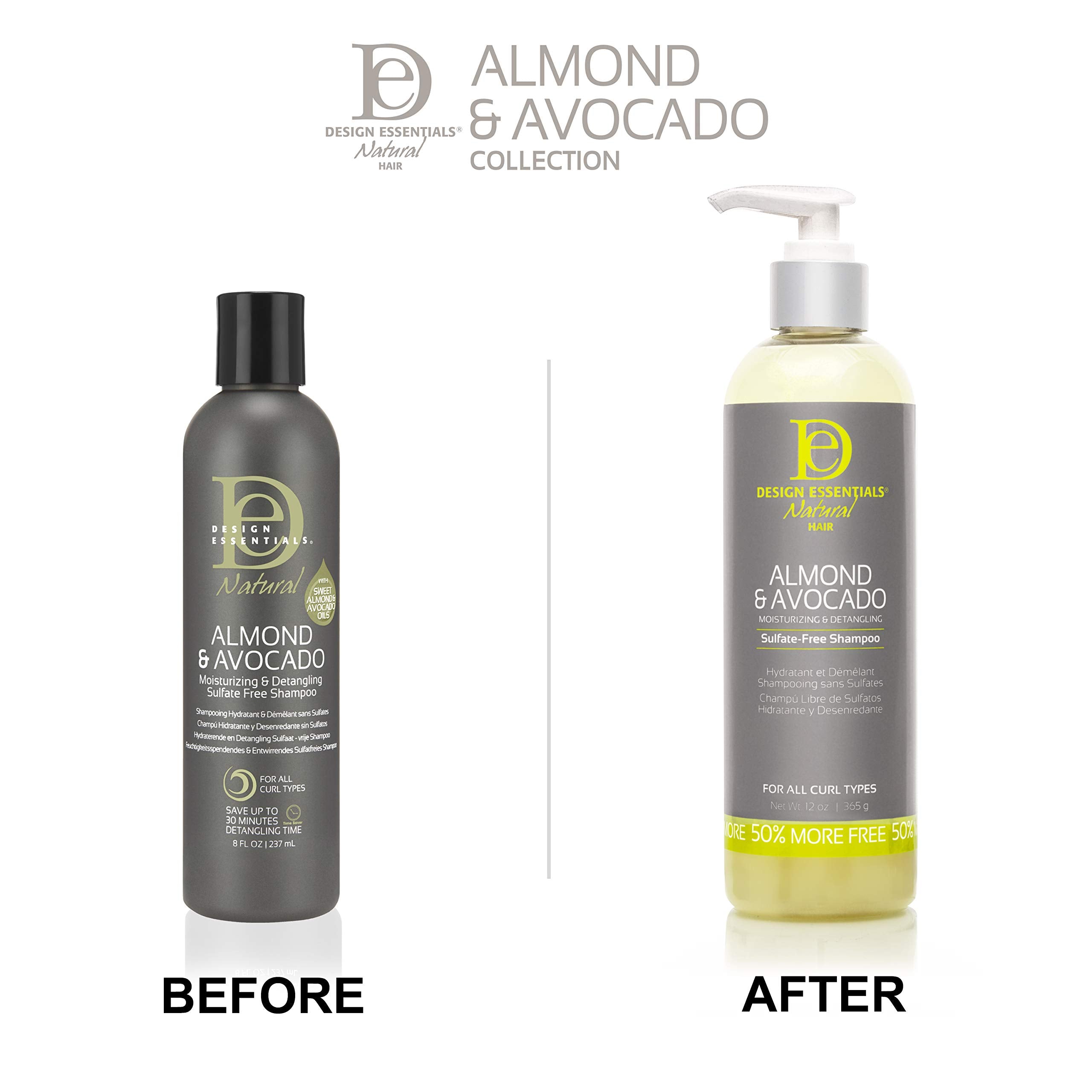 Design Essentials Shampoing Amande Avocat : démêlage facilité et moindre casse.