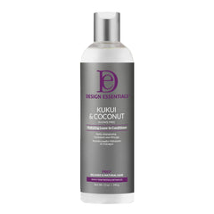 Bouteille Design Essentials Kukui & Coconut Hydratant sans rinçage prête pour hydratation rapide.