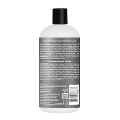 design essentials shampoing menthe-poivrée et aloe mousse, offre une mousse agréable et apaise le cuir chevelu.