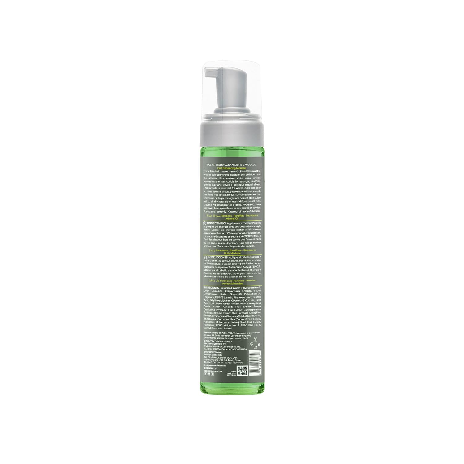 Design Essentials Mousse anti-frizz pour boucles, définit bien les spirales et réduit les frisottis.