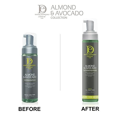 Design Essentials Mousse brillance naturelle pour cheveux: fini lumineux et léger.