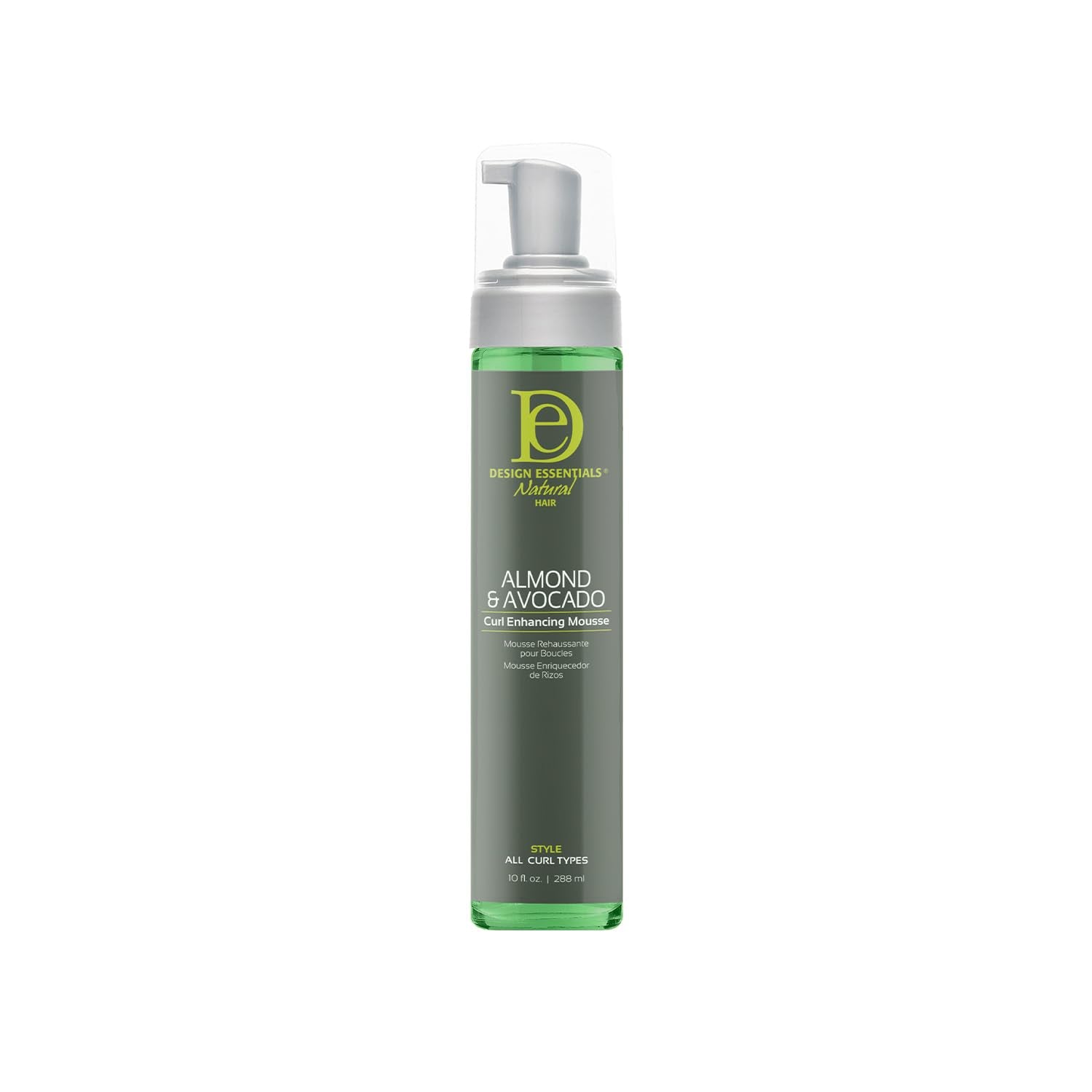 Design Essentials Mousse definissante pour cheveux crépus, bouteille: définition durable et douceur.