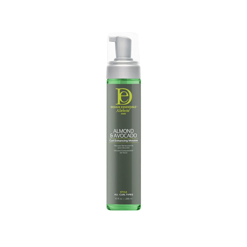 Design Essentials Mousse definissante pour cheveux crépus, bouteille: définition durable et douceur.