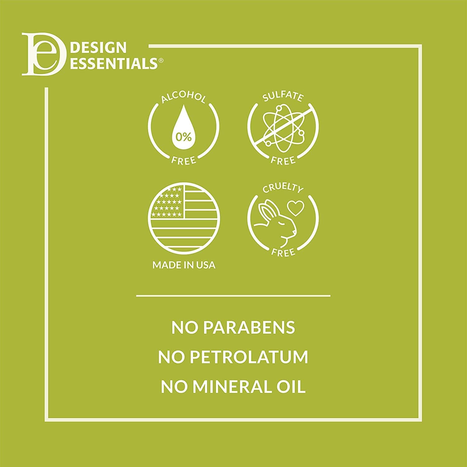 Design Essentials ingrédients amande et avocat nourrissent et maintiennent l'hydratation.