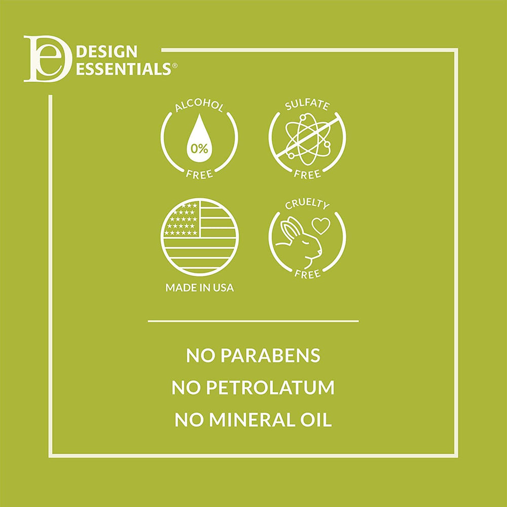 Design Essentials ingrédients amande et avocat nourrissent et maintiennent l'hydratation.