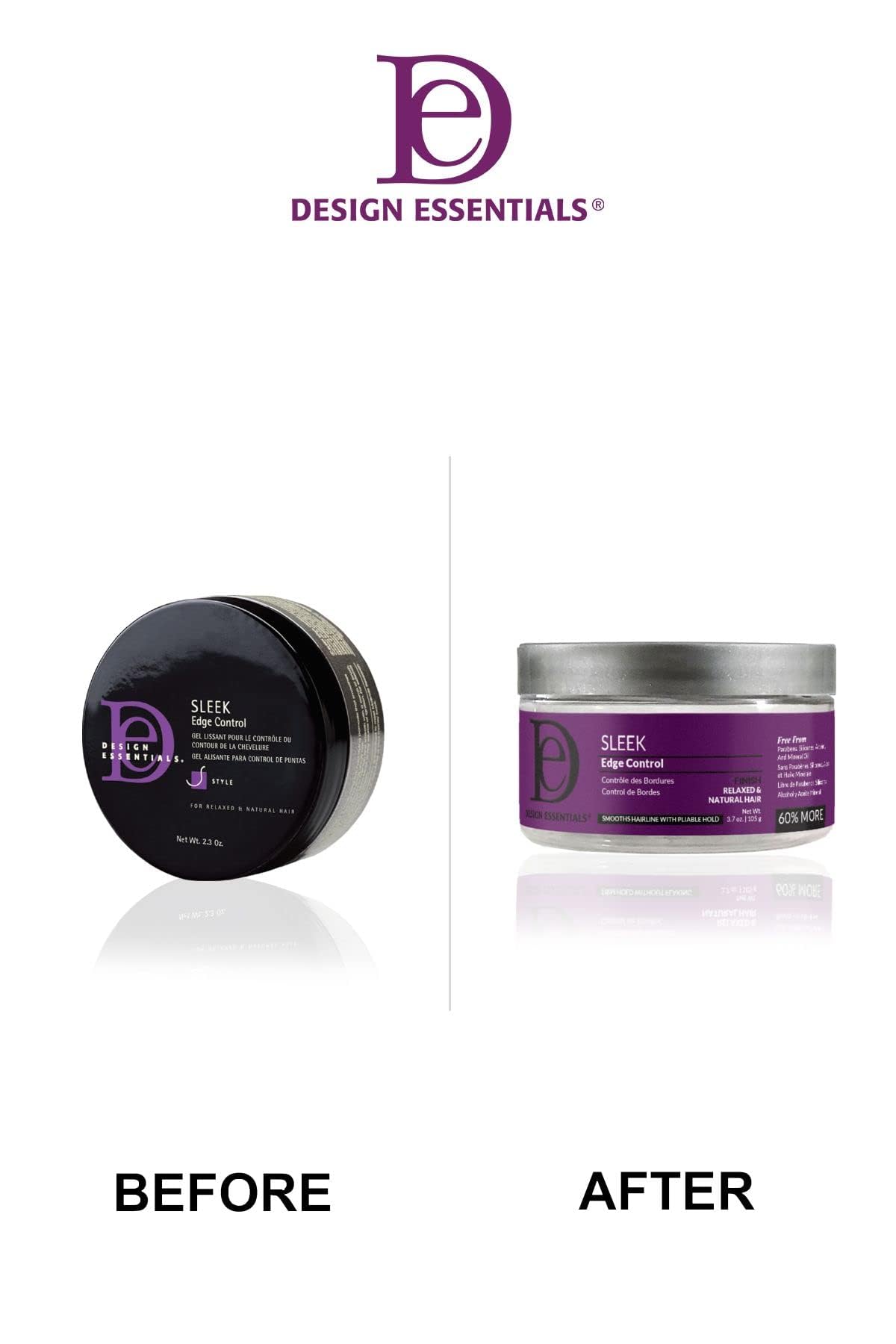 Design Essentials Sleek Edge Control – application humide pour tenue flexible.
