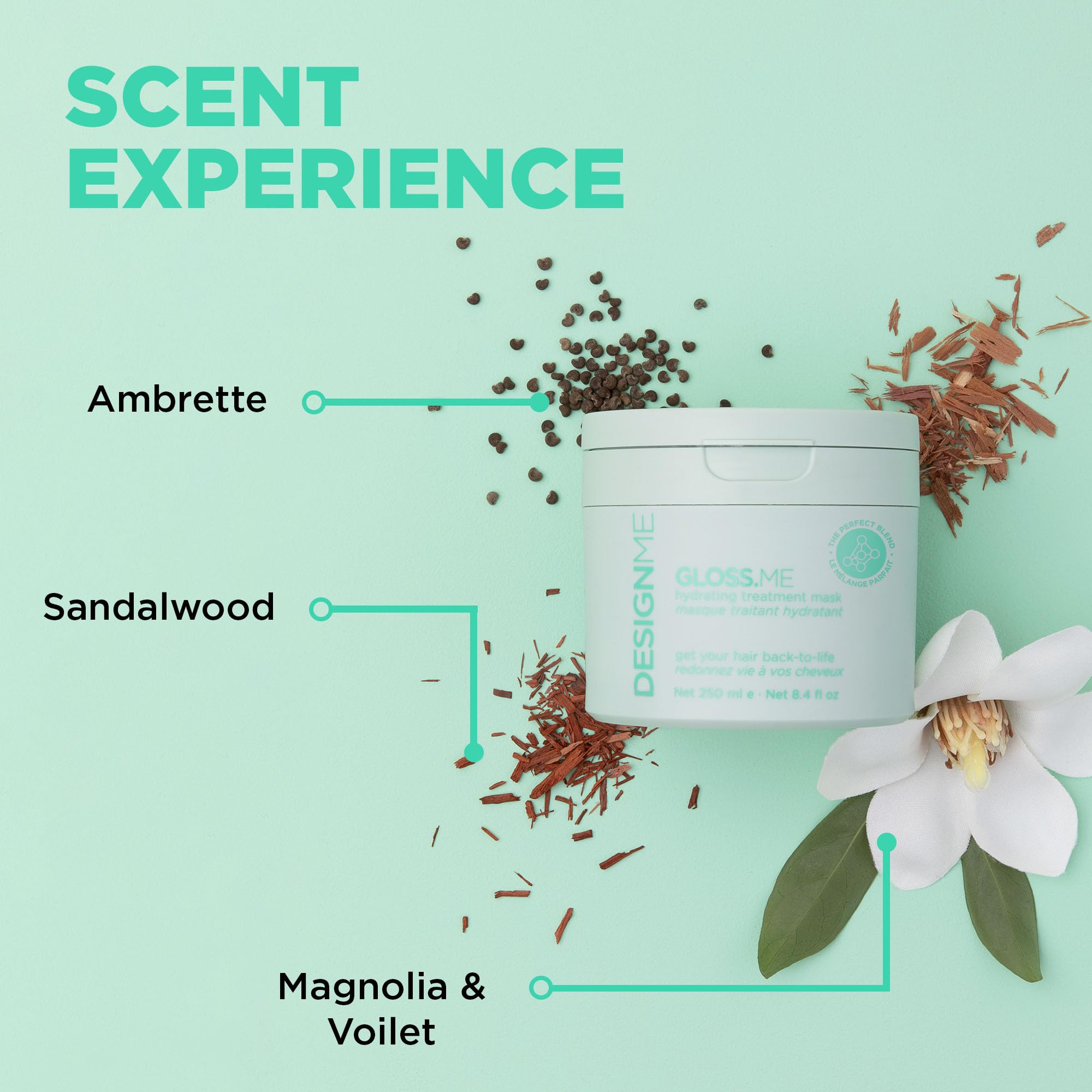 Design.Me Gloss.ME – cheveux nourris et lisses après utilisation, aspect soyeux.