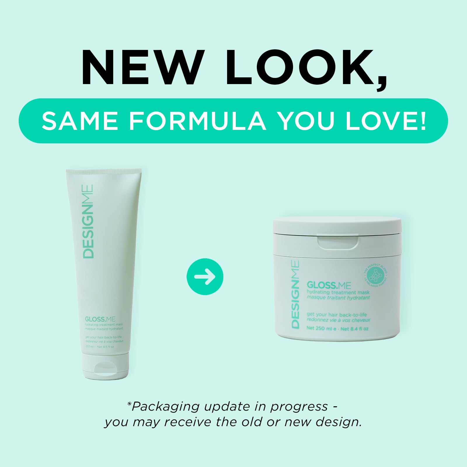 Design.Me Gloss.ME – masque capillaire crèmeux en action, texture riche et soin profond.