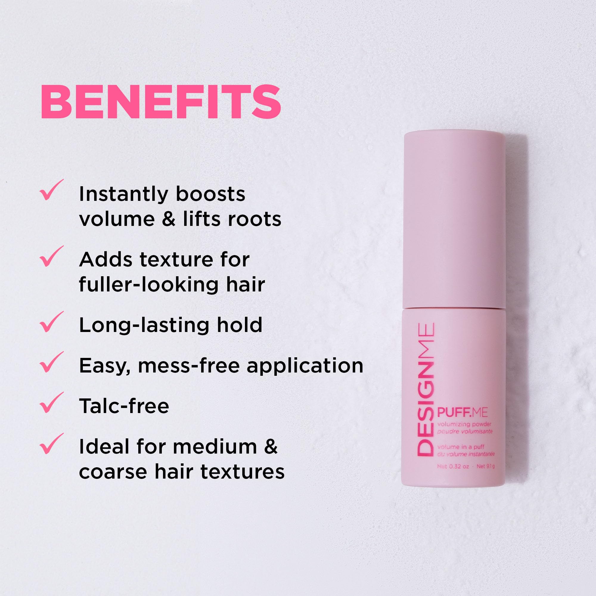 Application rapide avec le spray-pompe Puff.ME pour gagner du volume.