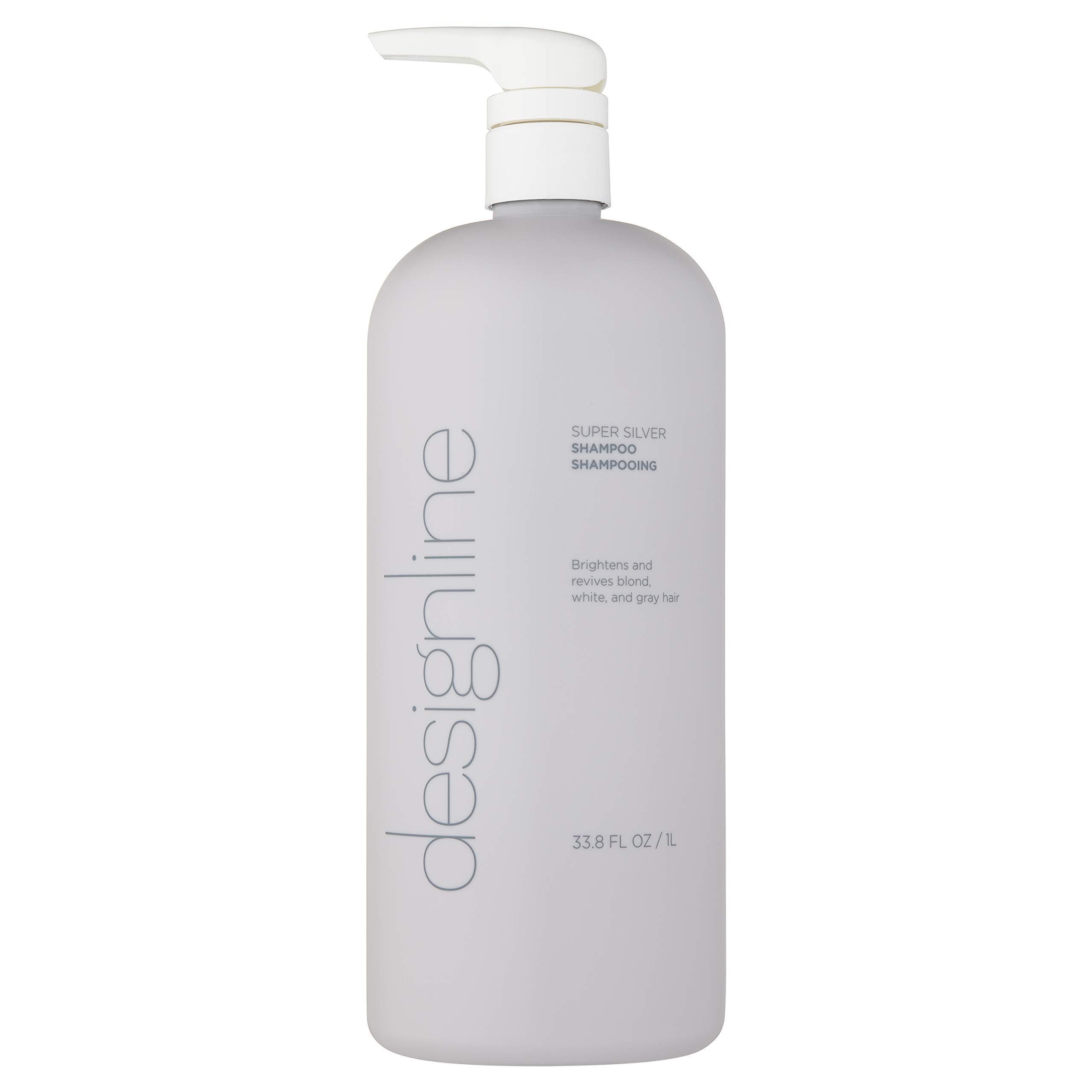 DESIGNLINE Shampoing Super Argent – Bouteille lumineuse et cheveux blondes et gris rafraîchis