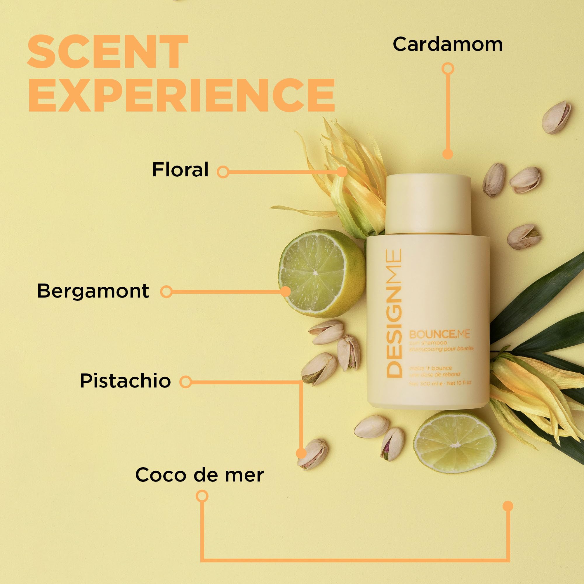 Design.Me BOUNCE.ME shampoing – brillance et hydratation visibles sur boucles.