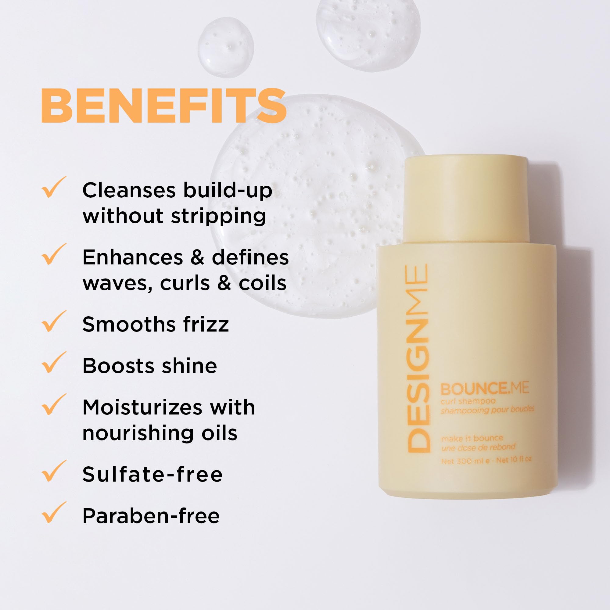 Design.Me BOUNCE.ME shampoing – définition des boucles pour une texture nette.