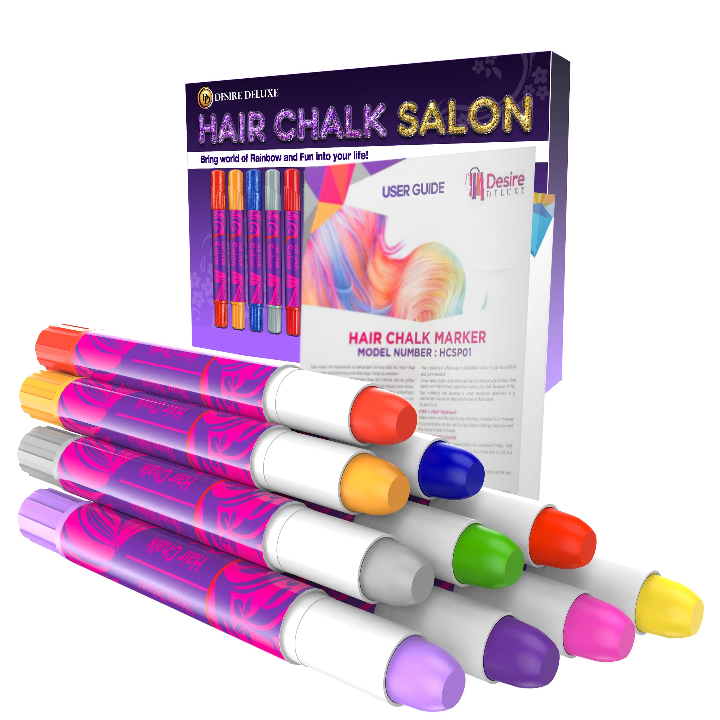 Desire Deluxe craies cheveux orange, énergie ludique et nettoyage rapide.
