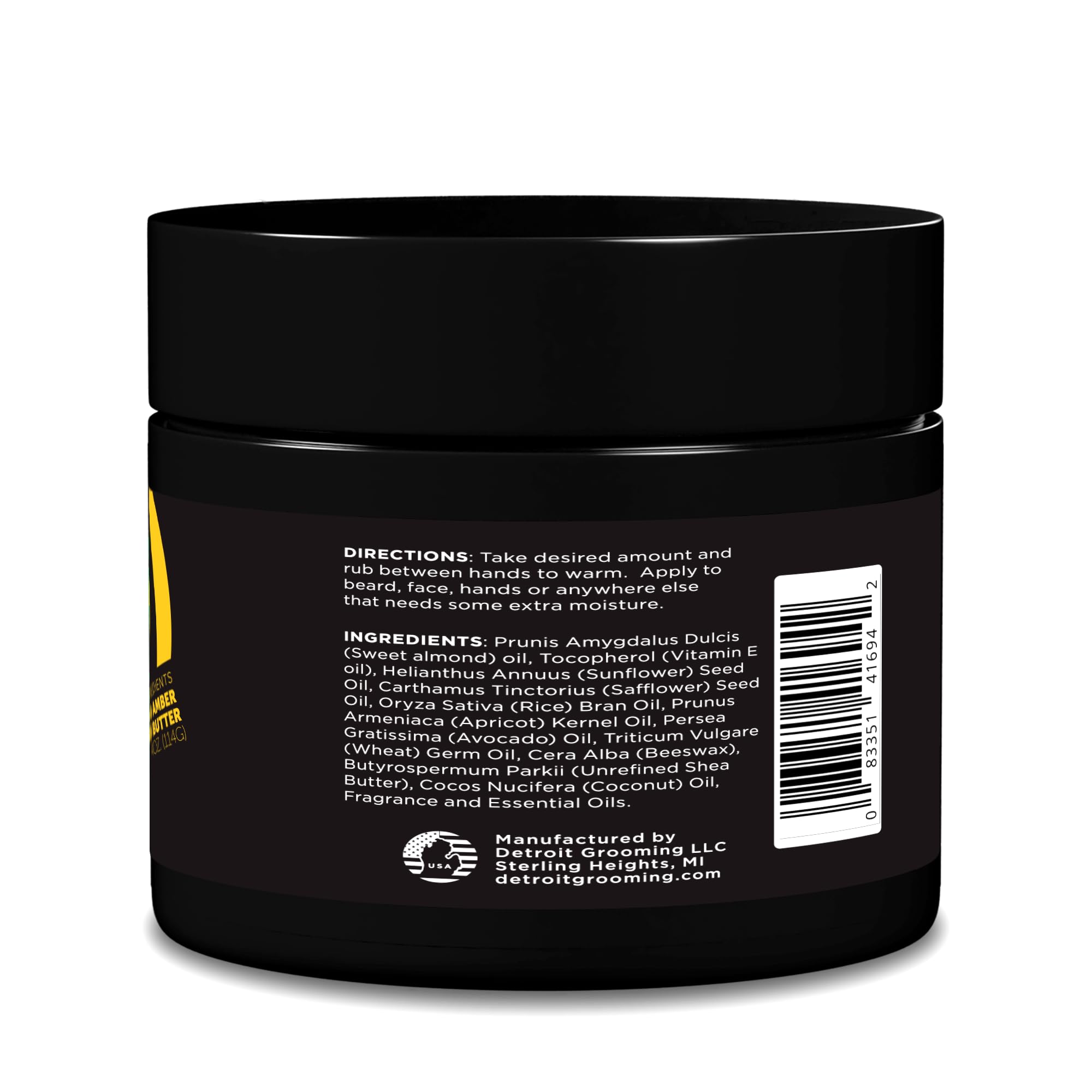 Detroit Grooming Co. Beurre pour barbe 313 : texture crème pour démêler et adoucir les poils.