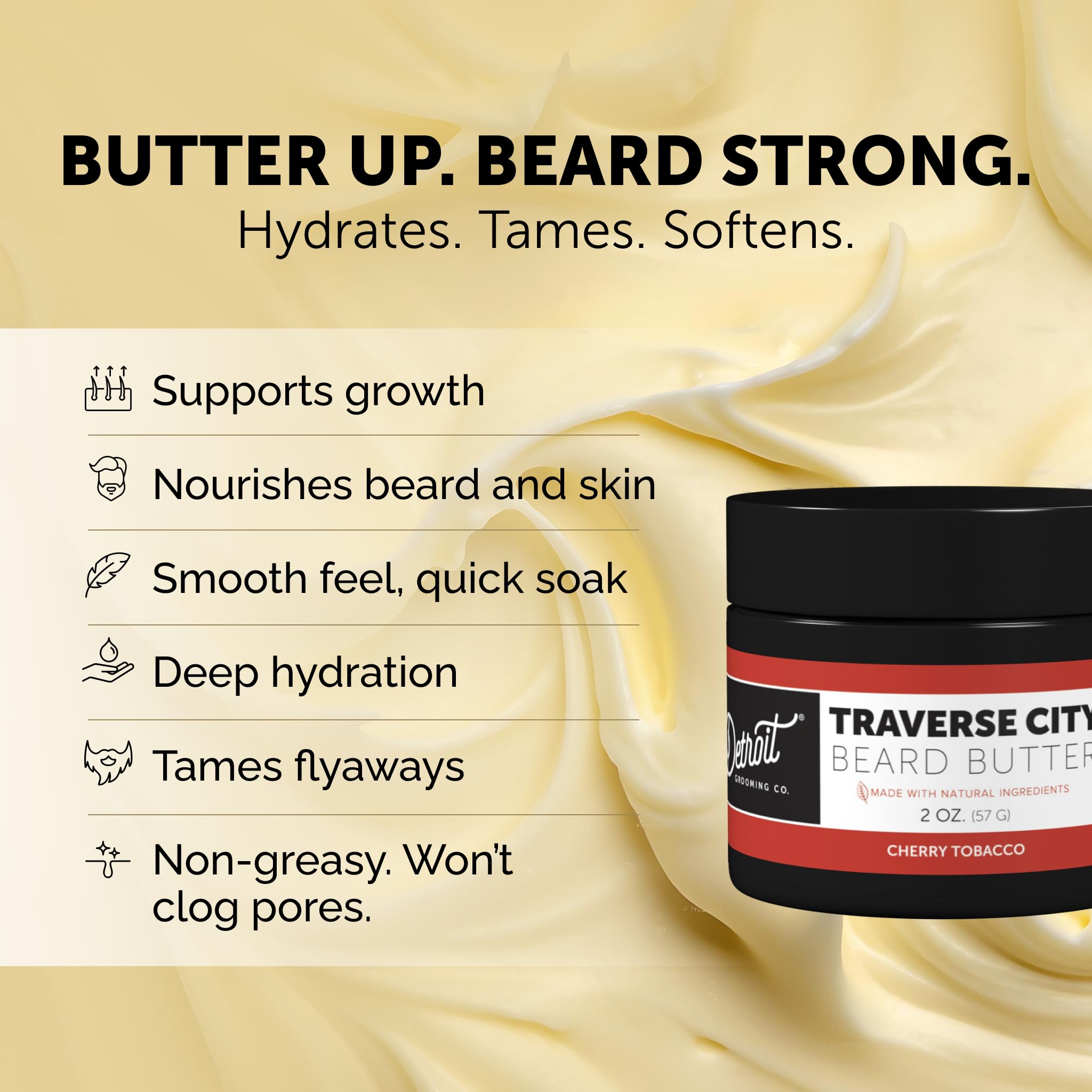 Beurre pour barbe Detroit Grooming Co. — application rapide et non gras
